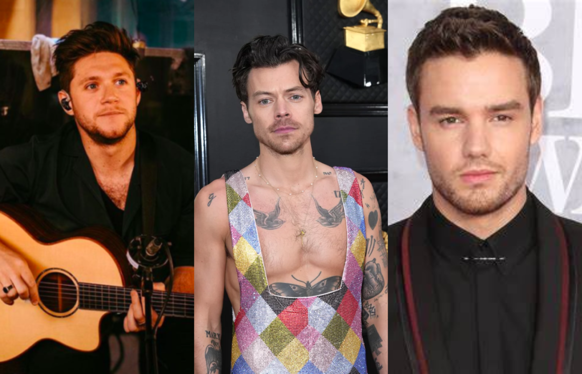 Niall Horan, Harry Styles e Liam Payne em uma montagem, nessa respectiva ordem.