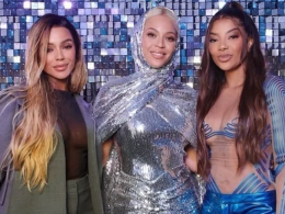 Brunna e Ludmilla com Beyoncé em evento em Salvador, em 2023.