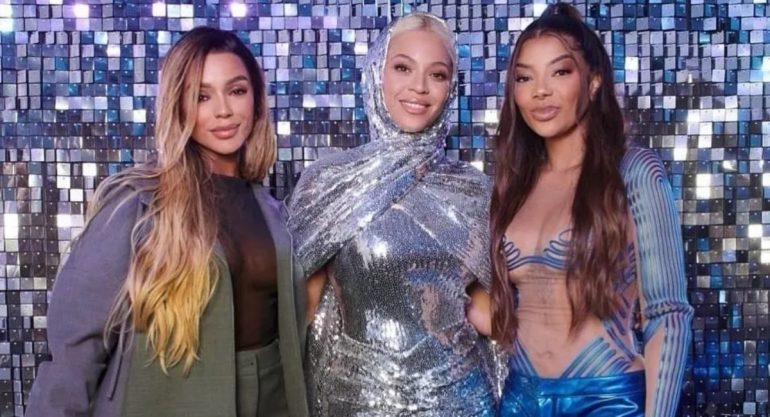 Brunna e Ludmilla com Beyoncé em evento em Salvador, em 2023.