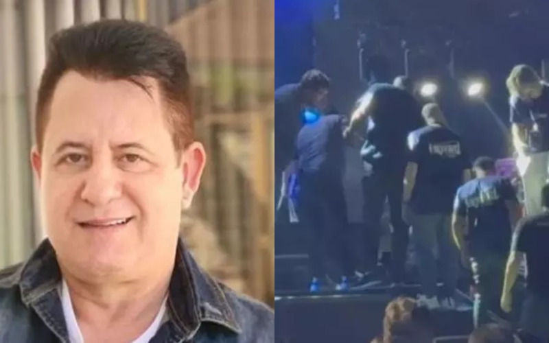 marrone cai de palco
